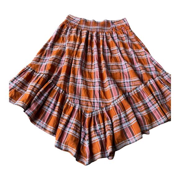 Anthropologie Plaid A-Line Midi Skirt high low high waisted size XL - Picture 9 of 16